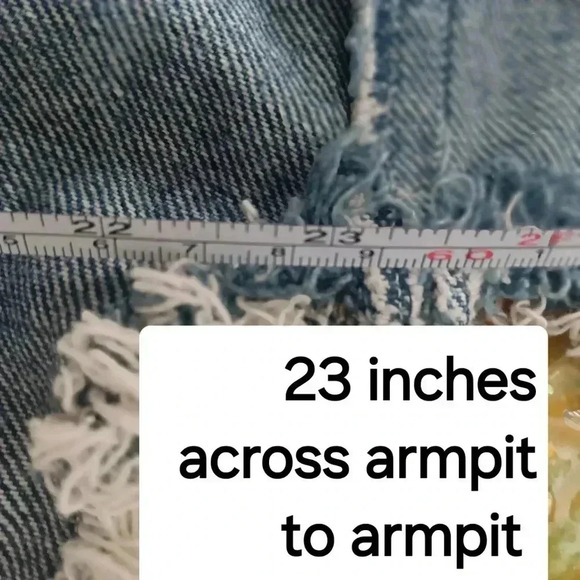 Women's Vintage Fringe Denim Carhaart Patchwork Vest With Metal Deco - Picture 11 of 11